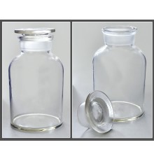 Склянка лабораторная 500 мл из светлого стекла с широкой горловиной и притертой пробкой, уп.6 /48 шт